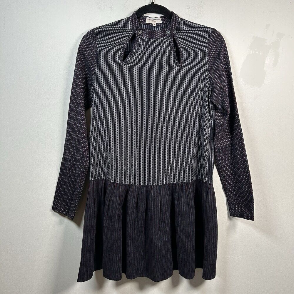 Opening Ceremony Mixed Print Fit & Flare Mini Dress Long Sleeve Navy Blue Size 4